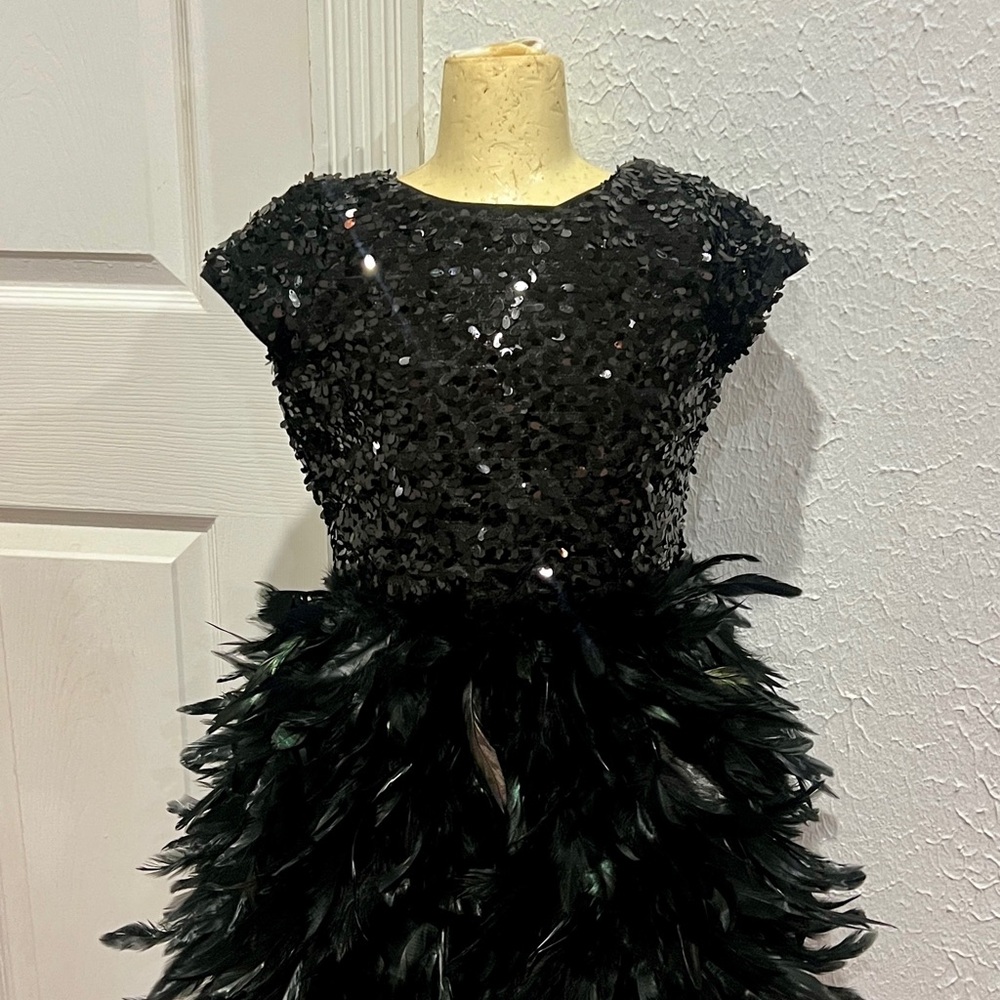 Chasing Fireflies Black Sequin and Feather Dress